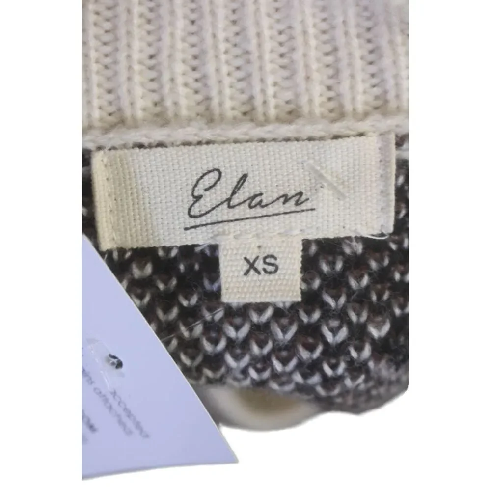 Elan Womens Cotton Round Neck Long Sleeve Animal Printed Sweater White Size XS
